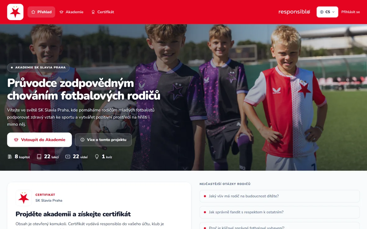Anteprima dell'accademia di un club di calcio per i genitori